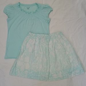 Lands' End Girls Tee and Skirt Set